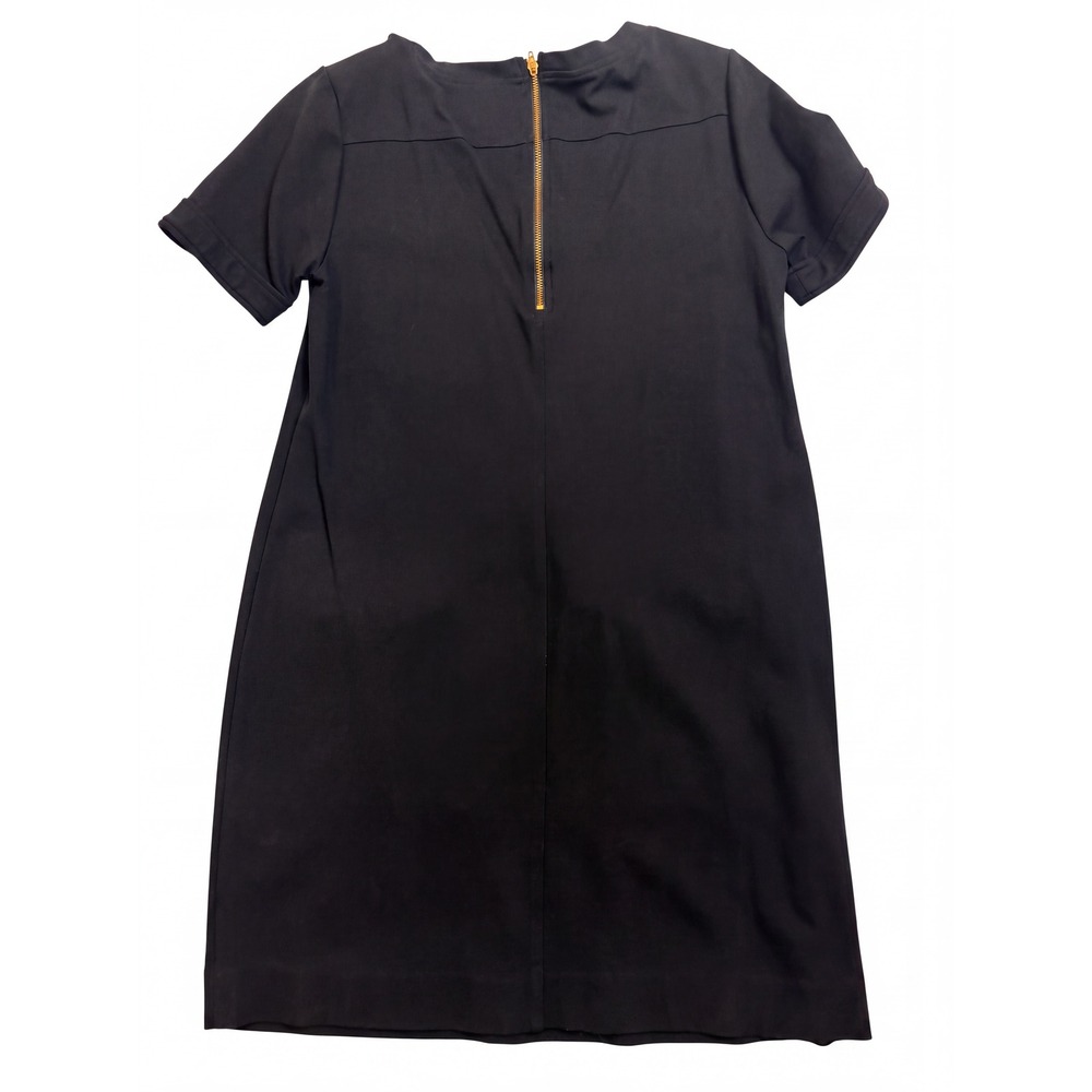 J.Crew Womens Black Ponte Shift Dress Gold Zipper Pockets Size 8 Short Sleeve - Picture 3 of 4